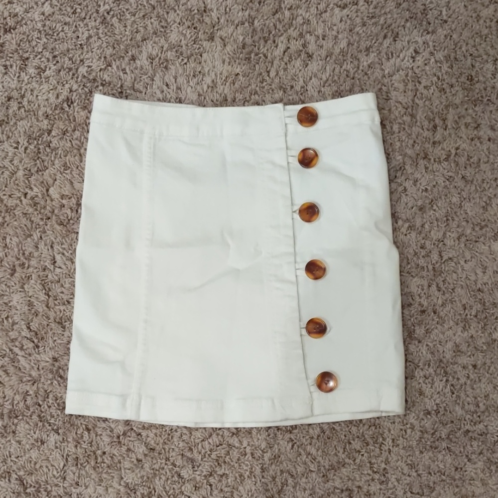 White button down mini skirt